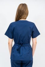 Bluza Medicala stil Kimono cu 2 buzunare laterale - bleumarin - imagine 3