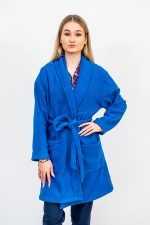 Halat Polar Fleece Modern Albastru cu 2 Buzunare