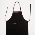 Șort de Bucătar din Tercot cu Buzunar Lateral Dreapta Negru cu Dungă Roșie