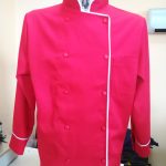 Bluză de Bucătar cu Buzunar la Piept Roșu